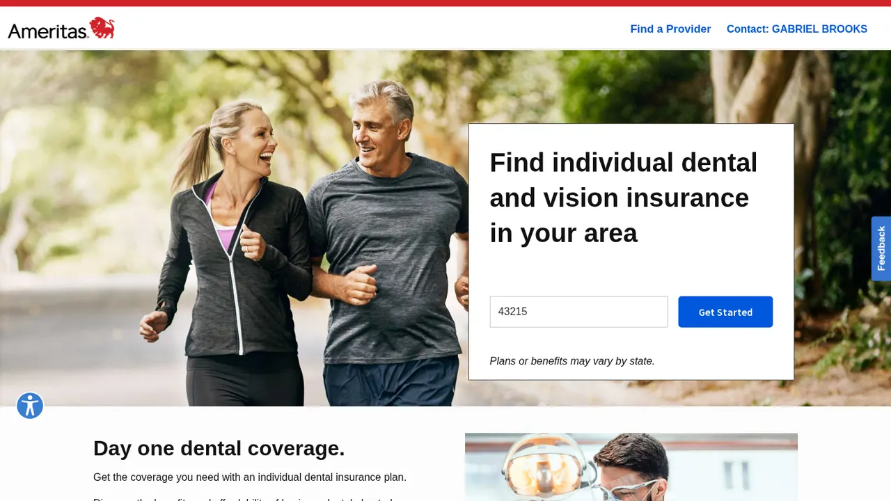 Enter your ZIP code (Ameritas website screenshot)