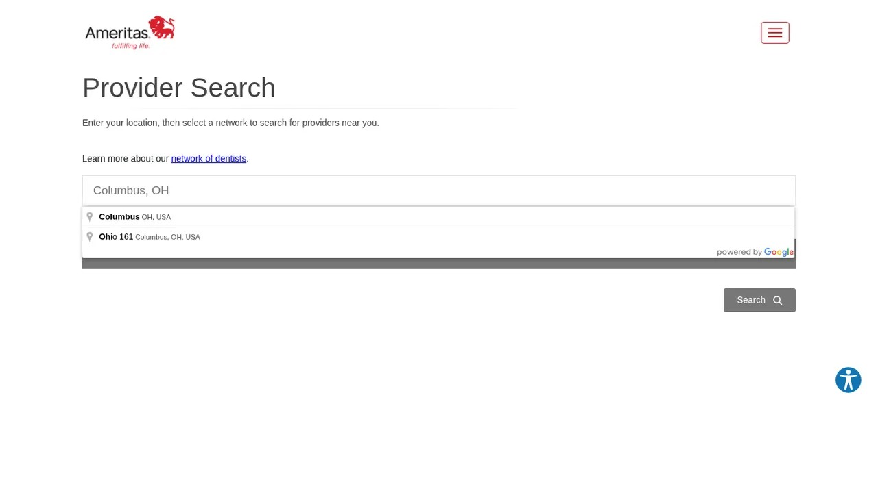 Enter your city or ZIP code (Ameritas website screenshot)